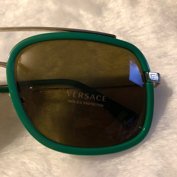 Versace Sunglasses Green Square Pop Chic AUTHENTIC - Picture 5 of 5